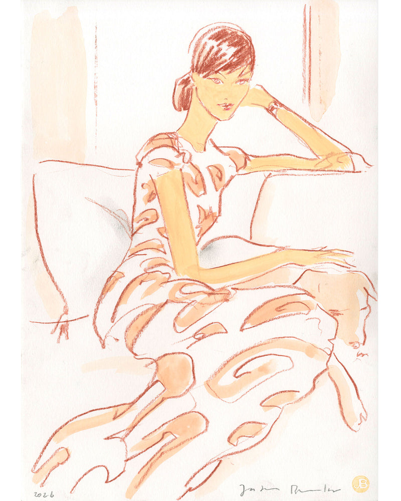 Woman In Print Dress