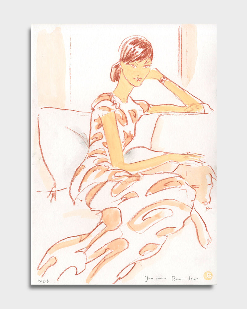 Woman In Print Dress